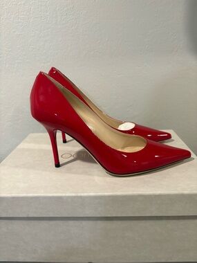 Jimmy Choo Red Patent Pointed-Toe Stiletto Pumps